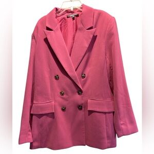 Marled Double Breasted Blazer, Pink, Size Large